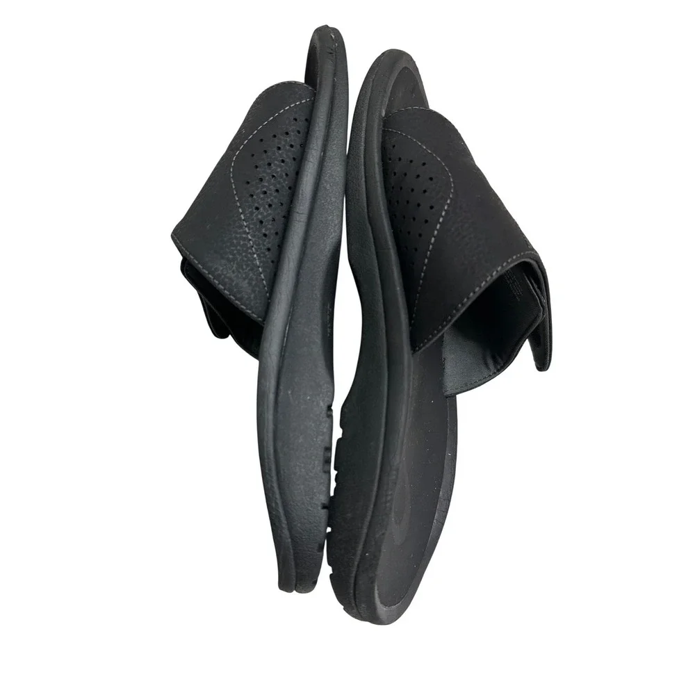 OluKai Nalu Slide Mens Black Sandals Size 9 Adjustable Strap Flip Flop